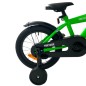 Bicicleta cu roti ajutatoare, 16 inch, V-Brake, scaun ajustabil, cadru otel, jante aluminiu, aparatoare lant/noroi, verde