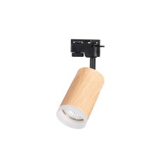 Spot LED pentru sina monofazata, 9W, rotatie 320 grade, inclinare verticala, IP20, negru mat si lemn natur