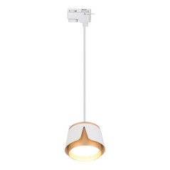 Lampa suspendata pe sina monofazata, LED GX53 35W, IP20, aluminiu si otel alb auriu