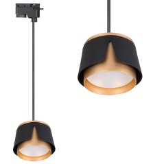 Lampa LED pe sina monofazata, design modern, 35W, IP20, cablu 1 metru, negru mat si auriu