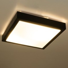 Plafoniera Solen, 2 x E27, 40W, senzor miscare, timp de iluminare reglabil, 27x27x9 cm, IP44, negru