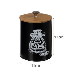 Set 4 recipiente pentru bucatarie, capac bambus, capacitate 1.5 L, negru mat, maro