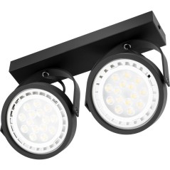 Aplica Leon dubla, 2xLED GU10 35W, design minimalist, rotatie 350 grade, inclinatie 90 grade, negru mat