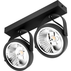 Aplica Leon dubla, 2xLED GU10 35W, design minimalist, rotatie 350 grade, inclinatie 90 grade, negru mat