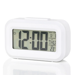 Ceas digital multifunctional LED, ora, data, temperatura, alarma, lumina fundal, snooze, alb