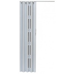 Usa de interior plianta cu geam tip acordeon, 203x90cm, stejar stejar alb mat, 6mm