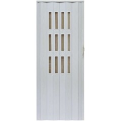 Usa de interior plianta cu geam tip acordeon, 203x90cm, stejar alb mat, 6mm