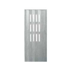 Usa de interior plianta cu geam tip acordeon, 203x80cm, stejar gri deschis, 6mm