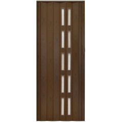 Usa de interior plianta cu geam tip acordeon, 203x100cm, wenge mat, 6mm