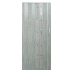 Usa de interior plianta cu geam tip acordeon, 203x90cm, stejar gri mat, 6mm