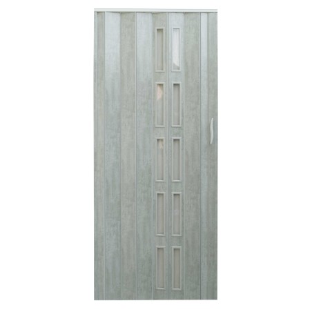 Usa de interior plianta cu geam tip acordeon, 203x90cm, stejar gri mat, 6mm