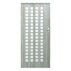 Usa de interior plianta cu geam tip acordeon, 203x86cm, stejar gri mat, 12mm