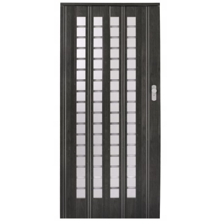 Usa de interior plianta cu geam tip acordeon, 203x86cm, stejar grafit, cu 12mm