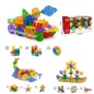 Set blocuri constructie, 218 piese diferite forme, jucarie STEAM, multicolor