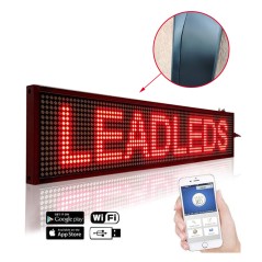 Reclama luminoasa LED, 100x20 cm, de exterior, text personalizabil rosu, port USB, WiFi, RESIGILAT