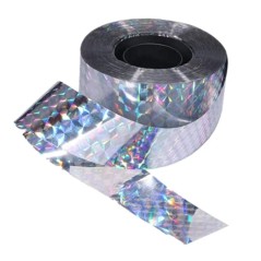 Banda reflectorizanta anti pasari, model holografic, PVC, latime 5 cm, 80 m,argintie