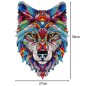 Puzzle 170 piese din lemn, model Lup, piese forma de animale, multicolor, 38x27 cm