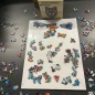 Puzzle 170 piese din lemn, model Lup, piese forma de animale, multicolor, 38x27 cm