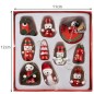 Set 10 decoratiuni din lemn pentru bradul de Craciun, inaltime 2.5 - 3.5 cm, cutie depozitare