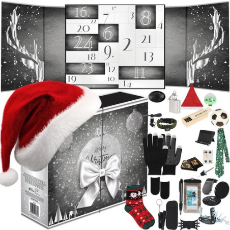 Calendar advent pentru barbati, 24 cadouri surpriza, design elegant, 32,5x9x27,5 cm