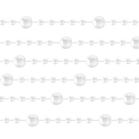 Ghirlanda de Craciun cu perle, lungime 5 metri, alb sidefat