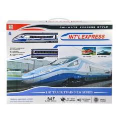 Tren electric Expres, efecte luminoase, scara 1:87, alimentare cu baterii