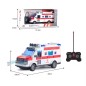 Ambulanta cu telecomanda, buton ON/OFF, scara 1:28, lumini, alb/rosu