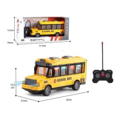 Jucarie autobuz scolar, control telecomanda, 1:28, galben, 10.5x8.2x22 cm