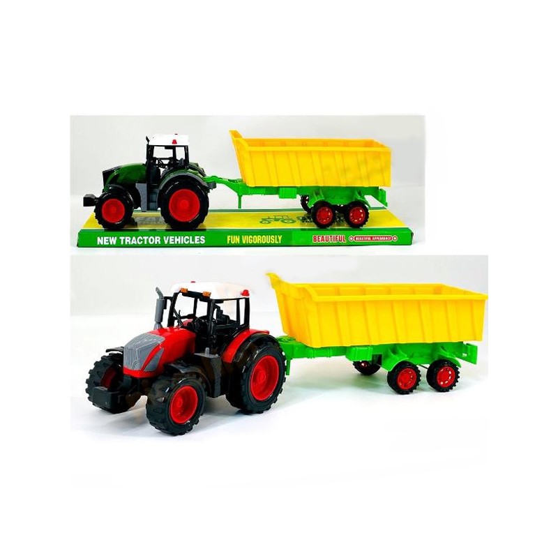 Tractor agricol cu remorca basculanta si frictiune, 54 cm, multicolor