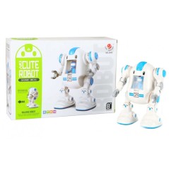 Robot electric cu asamblare, functie mers/miscare, buton ON/OFF, 8 ani+, alb, albastru