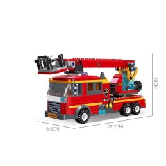 Joc de constructie cu 273 piese, masina de pompieri cu scara, 36 x 24 x 5.5 cm