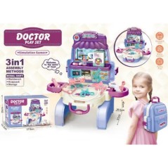 Set de doctor 3 in 1, masuta cabinet, ghiozdanel, diverse accesorii, 31x39.5x40 cm