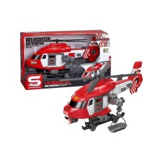 Elicopter multifunctional rosu, lumini si sunete, scara 1:16, accesorii