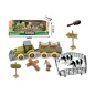 Set de constructie Ferma, tractor cu remorca, animale, indicatoare, figurina fermier