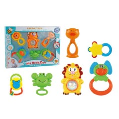 Set 6 jucarii zornaitoare bebe, lumini si muzica, multicolor