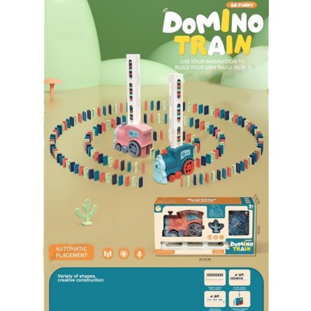 Joc de domino, trenulet cu locomotiva, efecte sonore, lumini, multicolor