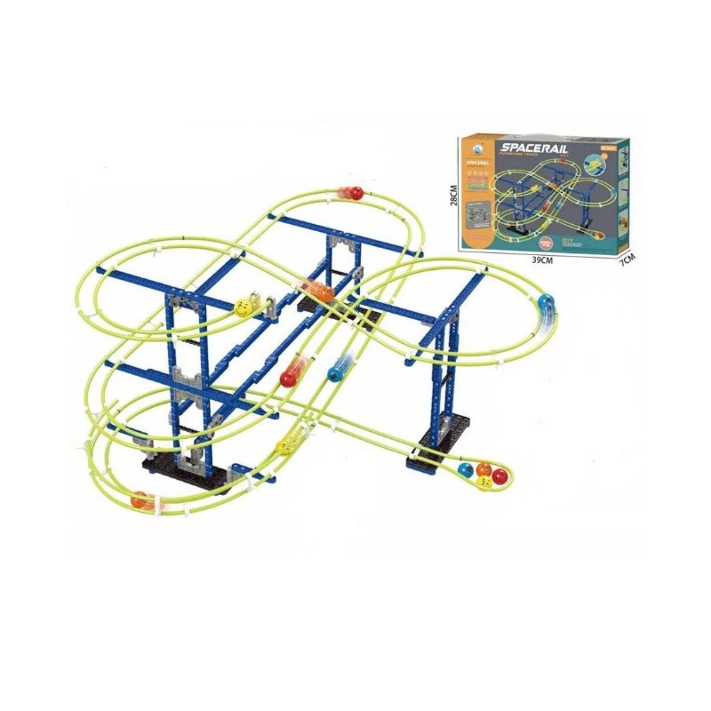 Set circuit supraetajat cu bila, 262 piese, inaltime 39 cm