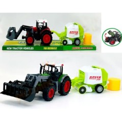 Tractor cu presa de balotat, roti cu frictiune, scara 1:16, plastic multicolor