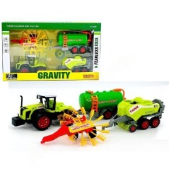 Set tractor agricol, 3 remorci, functie frictiune, multicolor