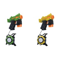 Set 2 arme de jucarie Laser Tag, efecte luminoase si sunete, baterii, 3 ani+