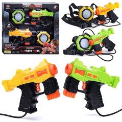 Set 2 arme de jucarie Laser Tag, efecte luminoase si sunete, baterii, 3 ani+