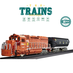 Tren electric de jucarie, set 18 piese asamblare, cu baterii