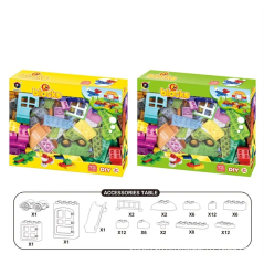 Set cuburi constructii, 72 piese, masina inclusa, multicolor