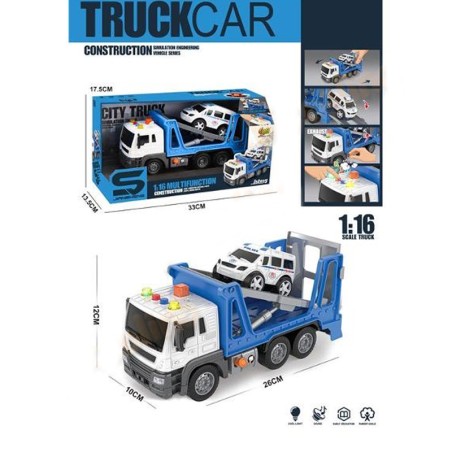 Camion cu platforma basculanta, frictiune, sunete, lumini, scara 1:16