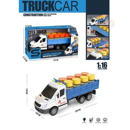 Camioneta cu butoaie, frictiune, sunete, lumini, scara 1:16