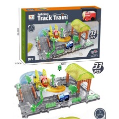 Tren electric cu statie, joc asamblare oras, set 33 elemente