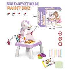 Masuta cu proiector, Unicorn cu lumina, masuta desen, accesorii incluse