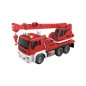 Camion macara cu frictiune, 1:16, muzica si lumini, 12.5 x 10 x 25 cm, rosie