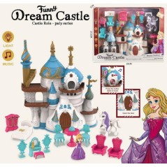 Castel de jucarie Dream Castle, lumini si muzica, figurina printesa, mobilier miniatural