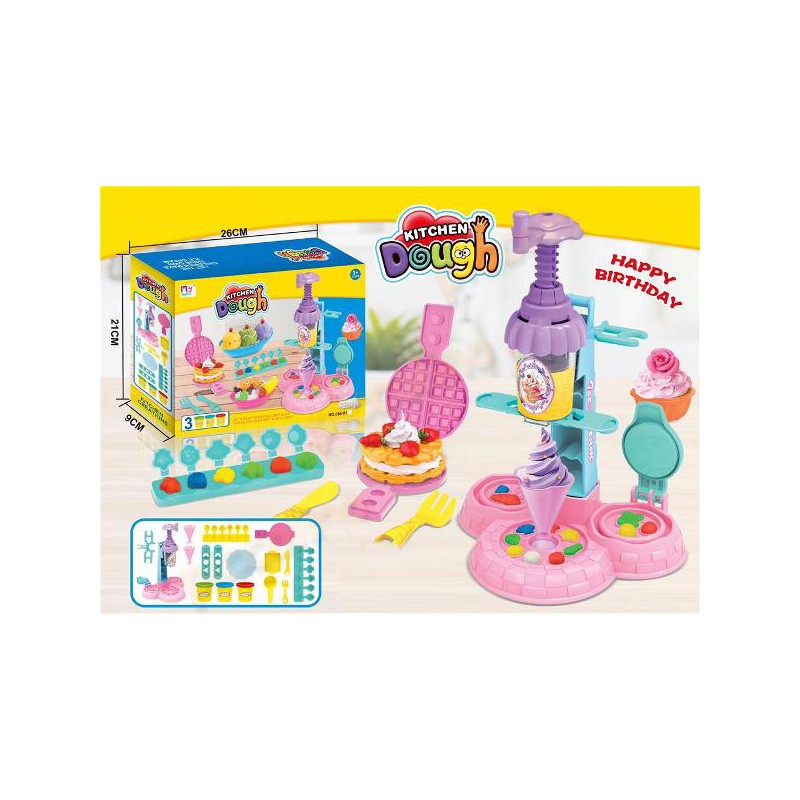 Set plastilina, aparat inghetata si vafe, accesorii ornat, multicolor